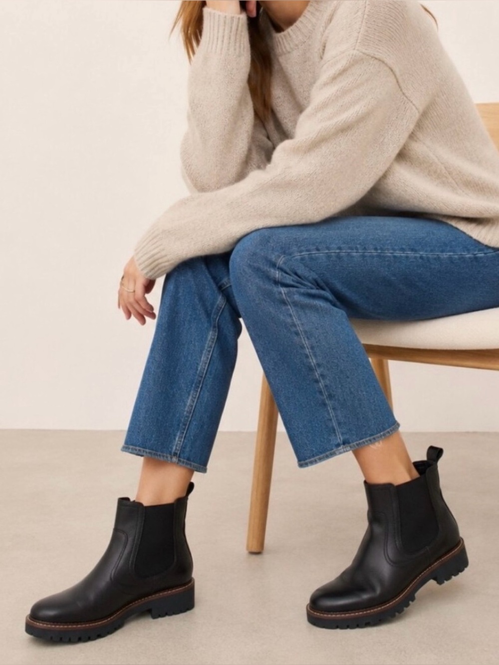 Caslon Black Leather Chelsea Chukka Boots with Lug Sole
